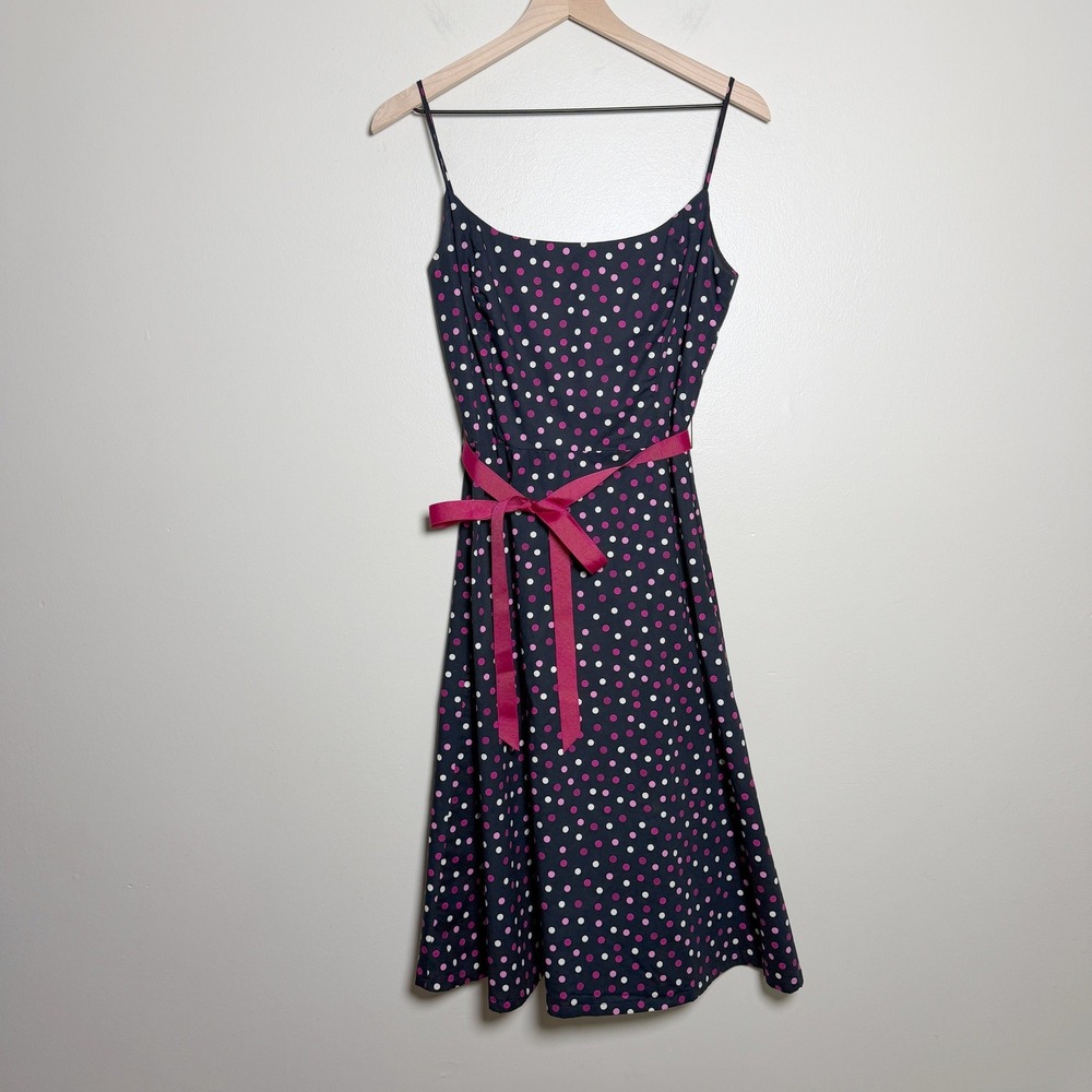 Jessica Howard Womens Dress 8 Black Pink White Polka Dot Rockabilly Retro 50s